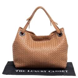 Pre Owned Bottega Veneta Camel Intrecciato Leather Garda Tote