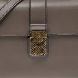 Pre Owned Bottega Veneta Grey Leather Small Small Piazza Bag