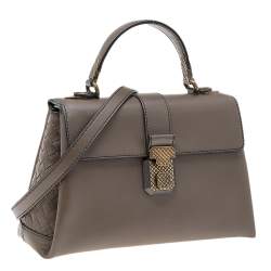 Pre Owned Bottega Veneta Grey Leather Small Small Piazza Bag