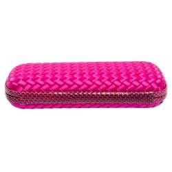 Pre Owned Bottega Veneta Pink Intrecciato Satin and Ayer Knot Clutch