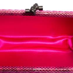 Pre Owned Bottega Veneta Pink Intrecciato Satin and Ayer Knot Clutch