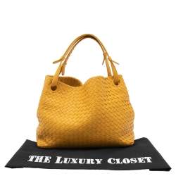 مملوكة مسبقًا Bottega Veneta Yellow Intrecciato Woven Leather Seamless Garda Tote