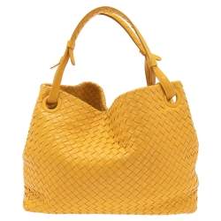 مملوكة مسبقًا Bottega Veneta Yellow Intrecciato Woven Leather Seamless Garda Tote