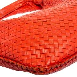 Pre Owned Bottega Veneta Orange Leather Small Veneta Hobo