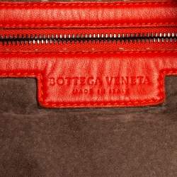 Pre Owned Bottega Veneta Orange Leather Small Veneta Hobo
