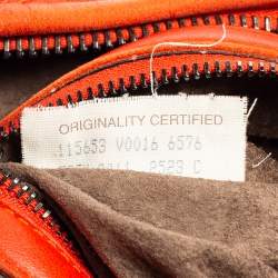 Pre Owned Bottega Veneta Orange Leather Small Veneta Hobo
