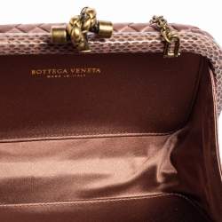 Pre Owned Bottega Veneta Mauve Satin and Ayers Trim Knot Clutch Bag