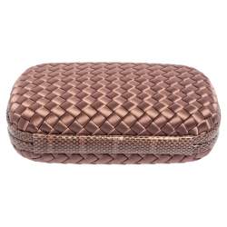 Pre Owned Bottega Veneta Mauve Satin and Ayers Trim Knot Clutch Bag