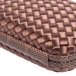 Pre Owned Bottega Veneta Mauve Satin and Ayers Trim Knot Clutch Bag