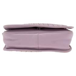 Pre Owned Bottega Veneta Pink Intrecciato Leather Flap Crossbody Bag