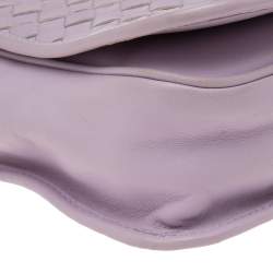 Pre Owned Bottega Veneta Pink Intrecciato Leather Flap Crossbody Bag