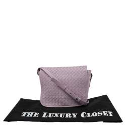 Pre Owned Bottega Veneta Pink Intrecciato Leather Flap Crossbody Bag