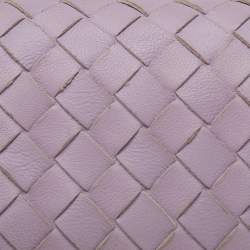 Pre Owned Bottega Veneta Pink Intrecciato Leather Flap Crossbody Bag