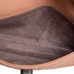 Pre Owned Bottega Veneta Beige Intrecciato Leather Turnlock Pouch