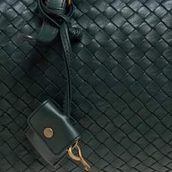 Pre Owned Bottega Veneta Green Intrecciato Boston Bag