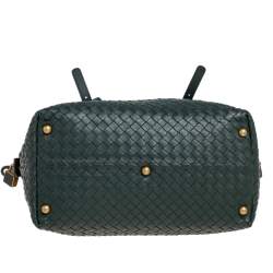 Pre Owned Bottega Veneta Green Intrecciato Boston Bag