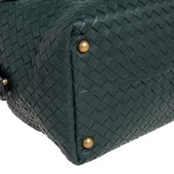 Pre Owned Bottega Veneta Green Intrecciato Boston Bag
