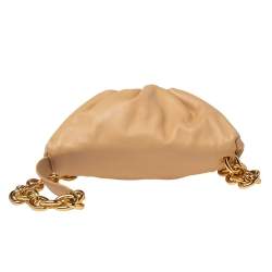 Pre Owned Bottega Veneta Almond Beige Leather The Belt Chain Pouch