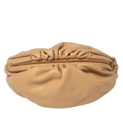 Pre Owned Bottega Veneta Almond Beige Leather The Belt Chain Pouch