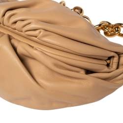 Pre Owned Bottega Veneta Almond Beige Leather The Belt Chain Pouch