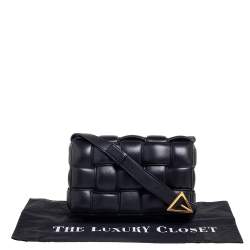 Pre Owned Bottega Veneta Black Intrecciato Leather Padded Cassette Bag