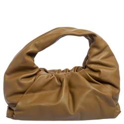 Pre Owned Bottega Veneta Camel Brown Leather Medium The Shoulder Pouch Bag