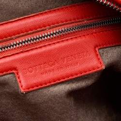 Pre Owned Bottega Veneta Orange Intrecciato Leather Medium Veneta Hobo