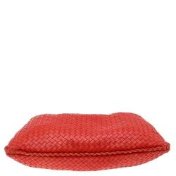 Pre Owned Bottega Veneta Orange Intrecciato Leather Medium Veneta Hobo