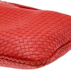 Pre Owned Bottega Veneta Orange Intrecciato Leather Medium Veneta Hobo