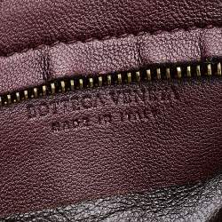 Pre Owned Bottega Veneta Burgundy Intrecciato Leather Card Holder