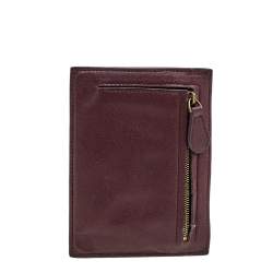 Pre Owned Bottega Veneta Burgundy Intrecciato Leather Card Holder
