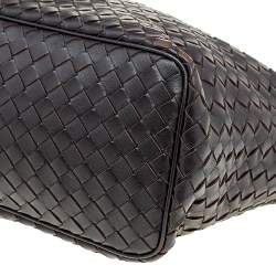 Pre Owned Bottega Veneta Dark Brown Intrecciato Leather Shoulder Bag