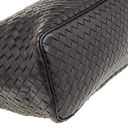Pre Owned Bottega Veneta Dark Brown Intrecciato Leather Shoulder Bag