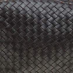 Pre Owned Bottega Veneta Dark Brown Intrecciato Leather Shoulder Bag