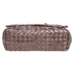 Pre Owned Bottega Veneta Beige/Black Intrecciato Snakeskin Olimpia Shoulder Bag