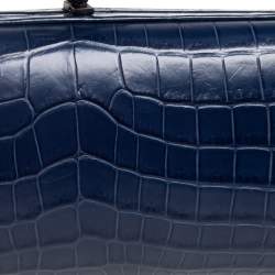 Pre Owned Bottega Veneta Blue Crocodile Knot Clutch