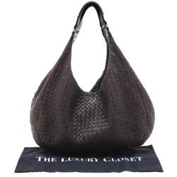 Pre Owned حقيبة هوبو بوتيغا فينيتا كامبانا جلد إنترشياتو بني