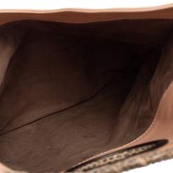 Pre Owned Bottega Veneta Beige/Black Python Turnlock Flap Clutch