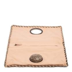 Pre Owned Bottega Veneta Beige/Black Python Turnlock Flap Clutch