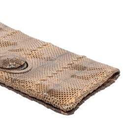 Pre Owned Bottega Veneta Beige/Black Python Turnlock Flap Clutch