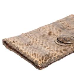 Pre Owned Bottega Veneta Beige/Black Python Turnlock Flap Clutch