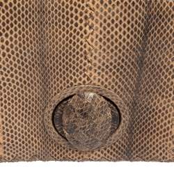 Pre Owned Bottega Veneta Beige/Black Python Turnlock Flap Clutch