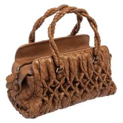 Pre Owned Bottega Veneta Brown Intrecciato Leather Braided Handle Satchel