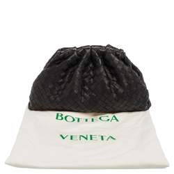 Pre Owned Bottega Veneta Black Intrecciato Leather Large The Pouch Clutch