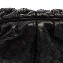 Pre Owned Bottega Veneta Black Intrecciato Leather Large The Pouch Clutch
