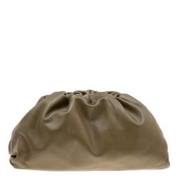 Pre Owned Bottega Veneta Olive Green Leather The Pouch Clutch
