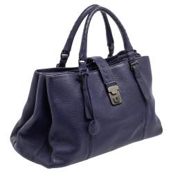 Bottega Veneta Blue Cervo Leather Medium Roma Tote