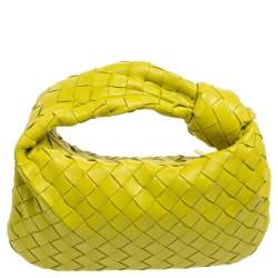 Pre Owned Bottega Veneta Apple Green Intrecciato Leather Mini BV Jodie Hobo