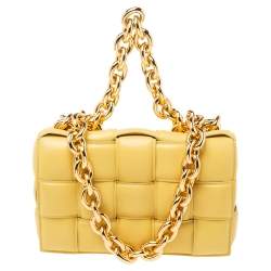 Bottega Veneta Yellow Padded Leather Chain Cassette Shoulder Bag Bottega  Veneta