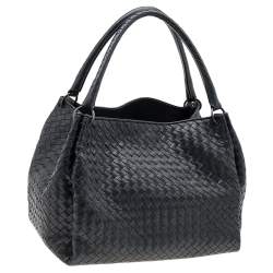 Pre Owned Bottega Veneta Black Intrecciato Leather Tote